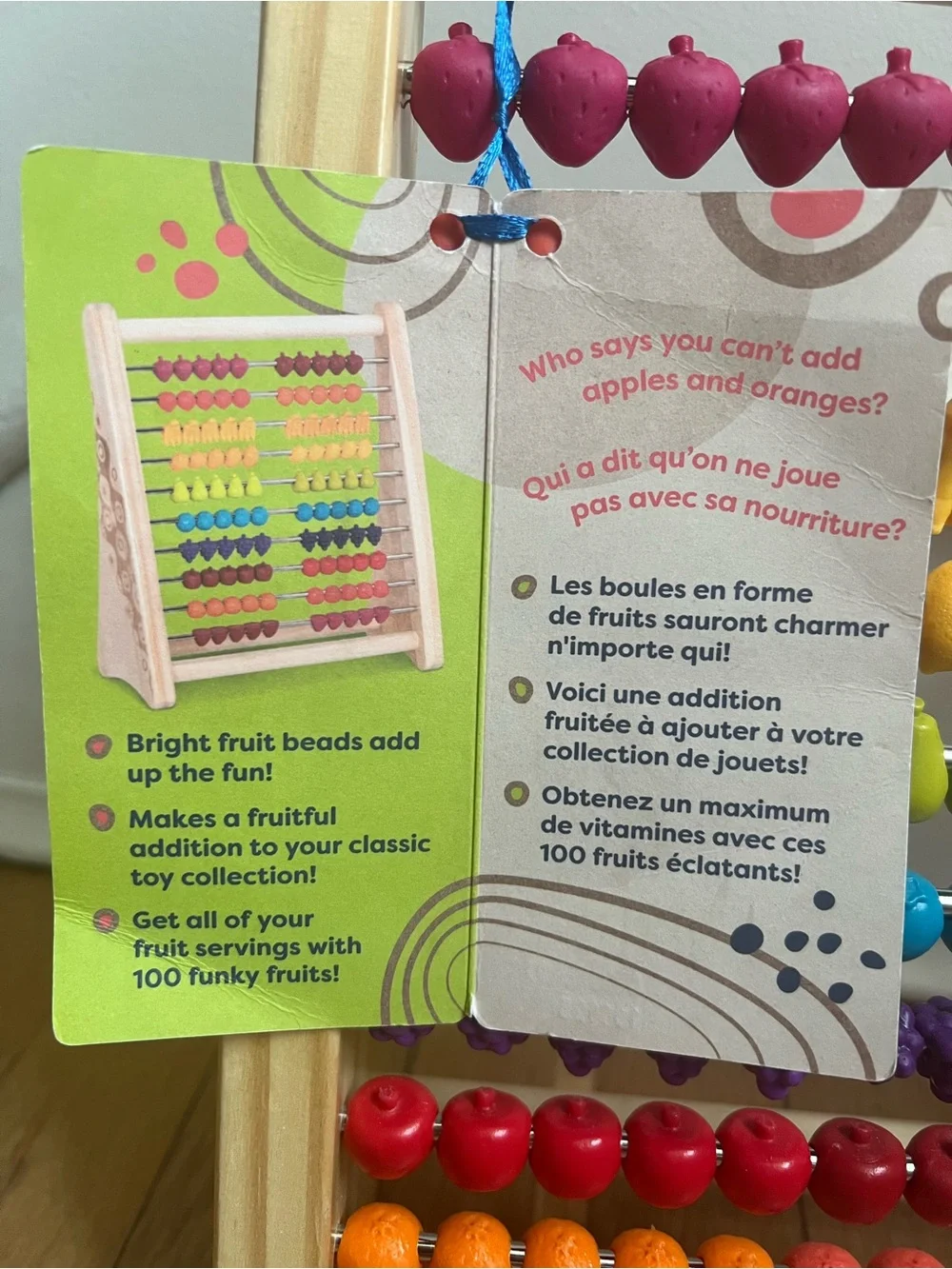B Toys | Wooden Fruit Abacus Counting Toy - 18+ months - NWT
